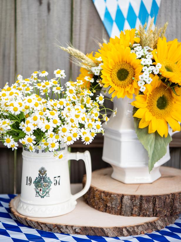 Fall flower arrangements sunflowers and chamomile