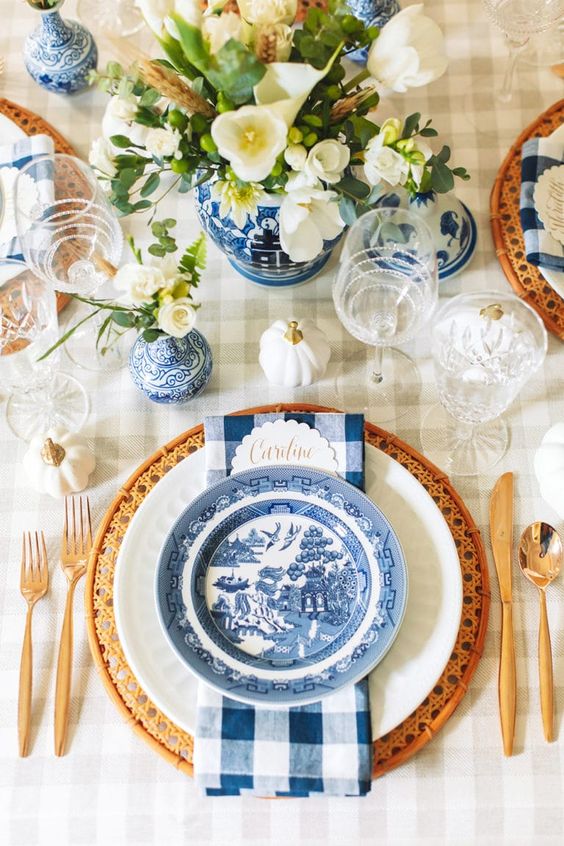 fall tablescapes china plates