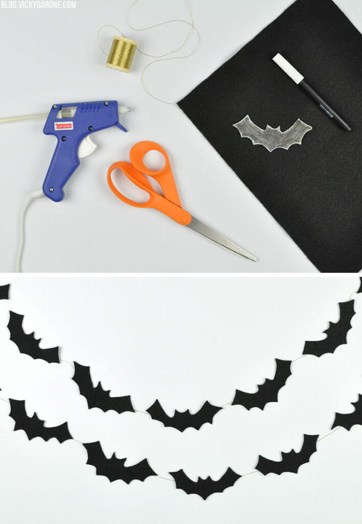 DIY Halloween garlands felt bats