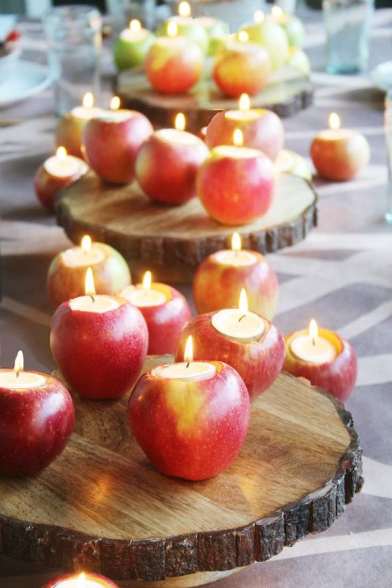 DIY fall decor apple votives