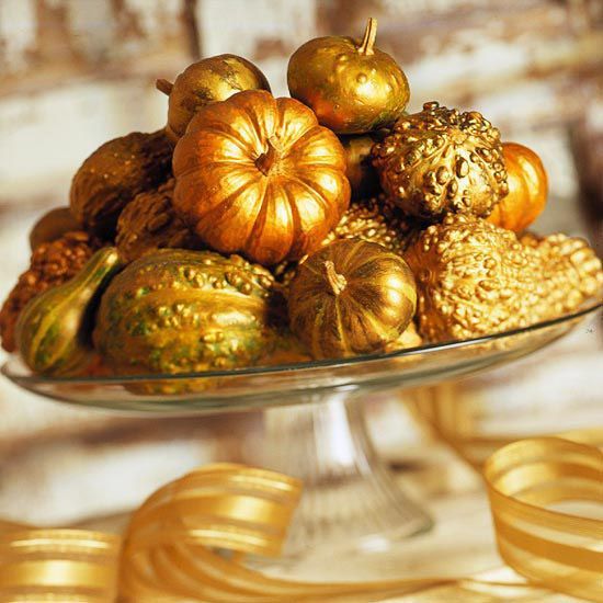 DIY fall decor golden gourds