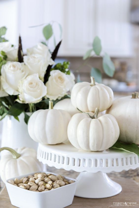White Pumpkin Decor cakestand kitchen decor