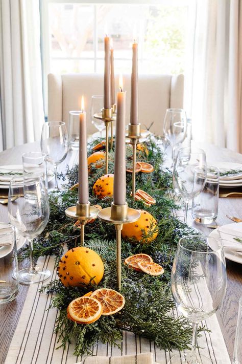 Christmas tablescape oranges