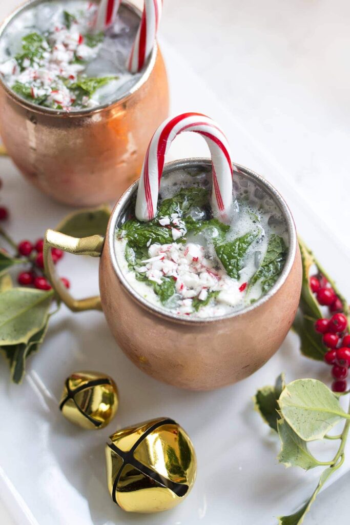 Christmas cocktails peppermint moscow mule