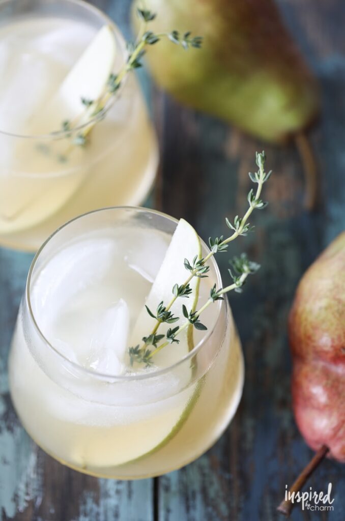 Christmas cocktails spiced pear gin cocktail