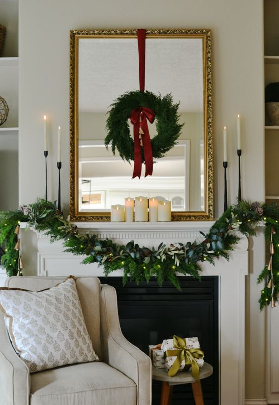 Christmas mantle decor wreath