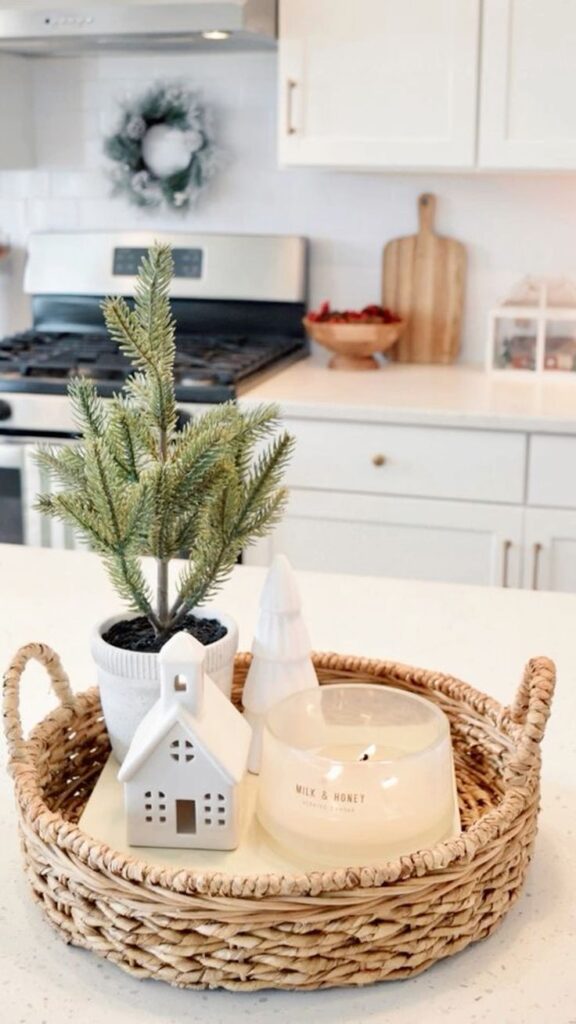 Christmas tray decor neutrals