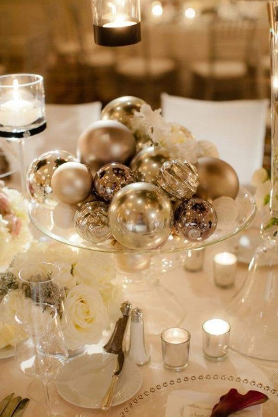 new year's eve centerpieces gold and silver ornaments