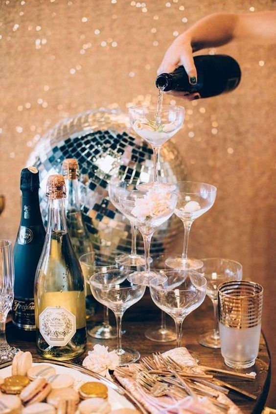 new years eve party ideas champagne tower