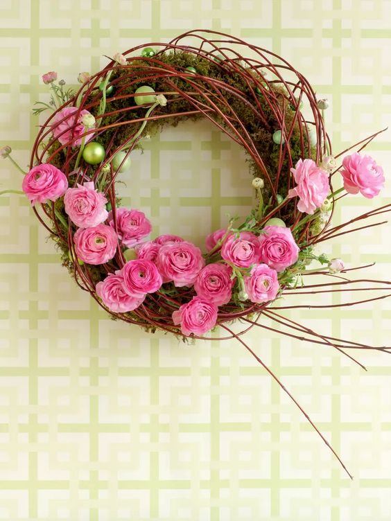diy easter wreath pink roses
