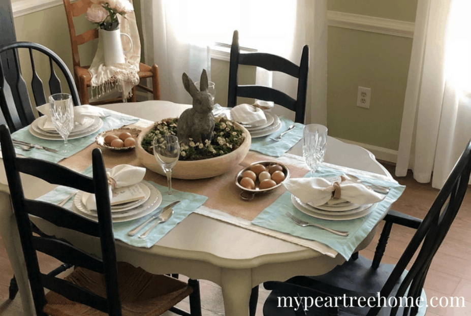 easter centerpieces bunny in a bowl