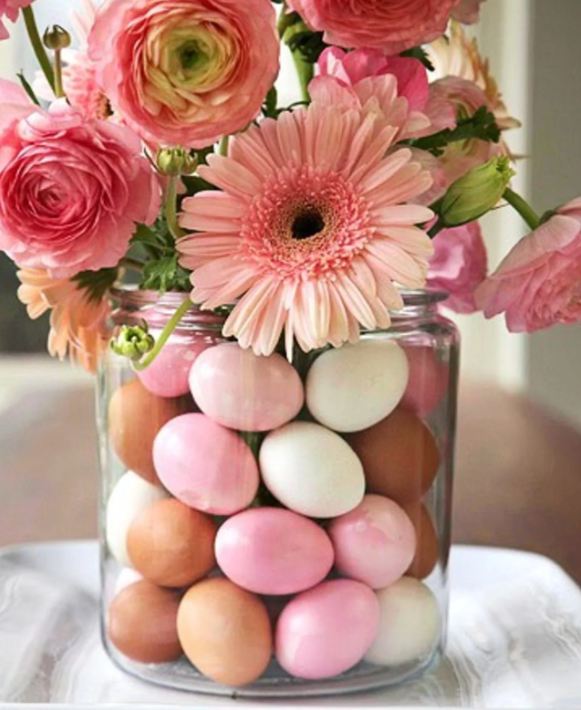 easter centerpieces dyed eggs