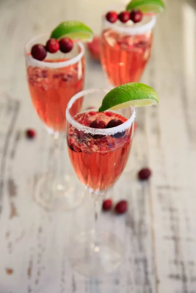Valentine's Day cocktails cranberry pomegranate prosecco cocktail