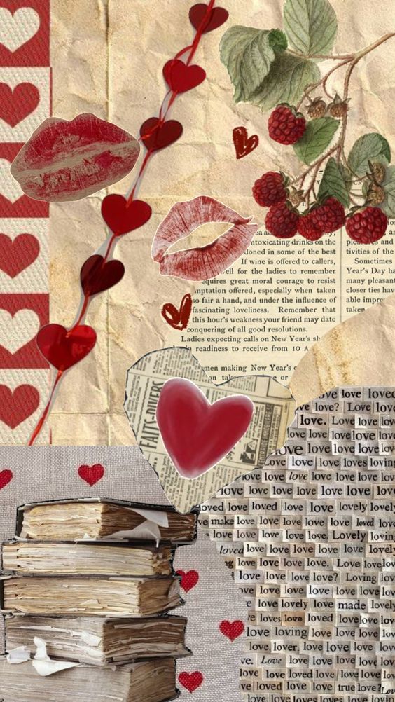 valentine's wallpaper book collage