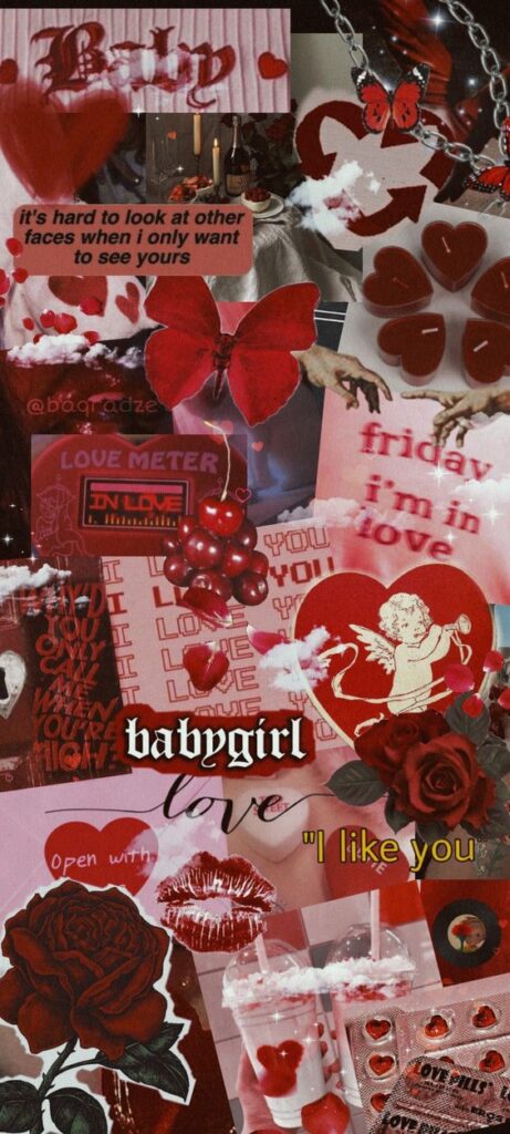valentine's wallpaper dark red collage