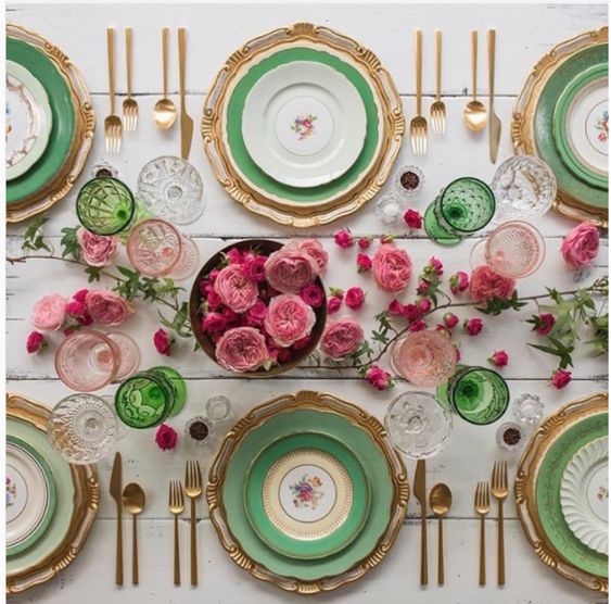 spring table decor complementary colors