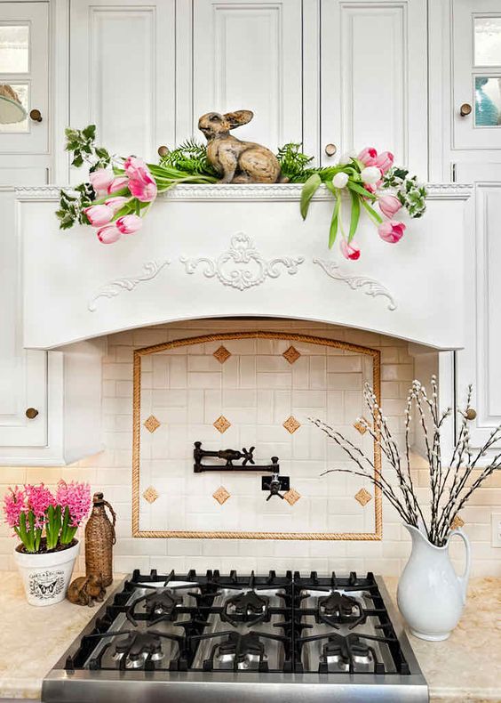 spring mantel decor